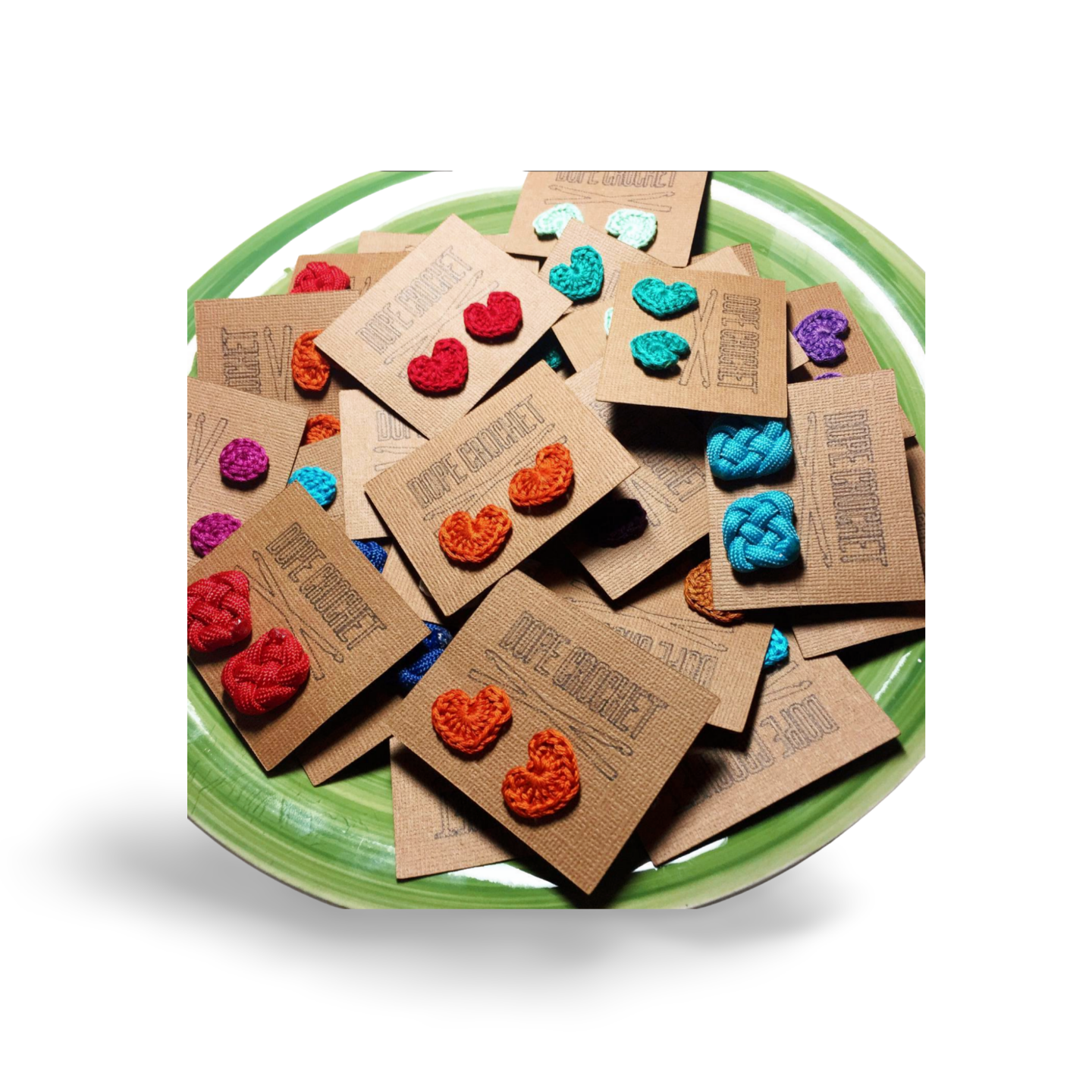 LOVE HEART Crochet Stud Earrings