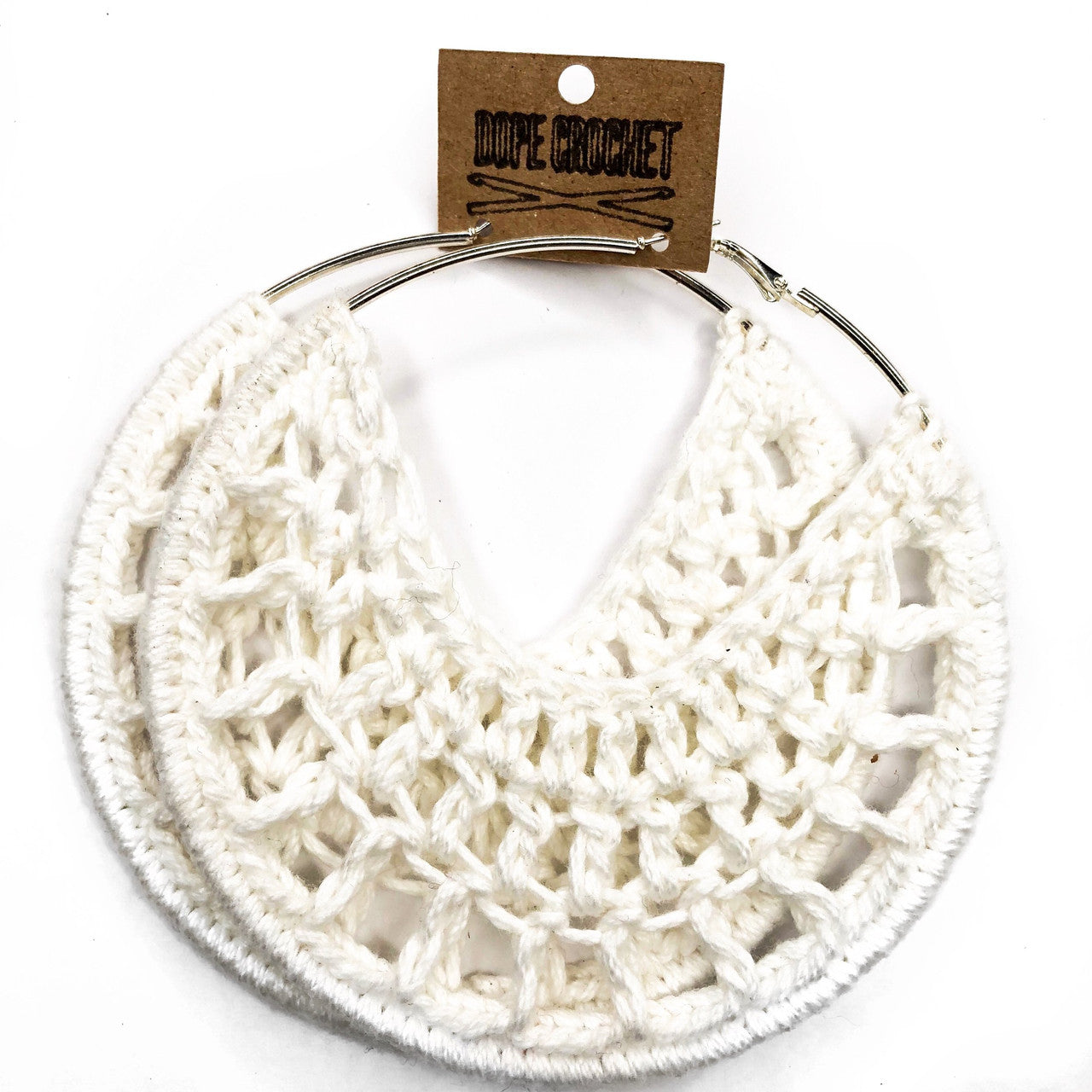 PETRA White Cotton Crochet Hoops