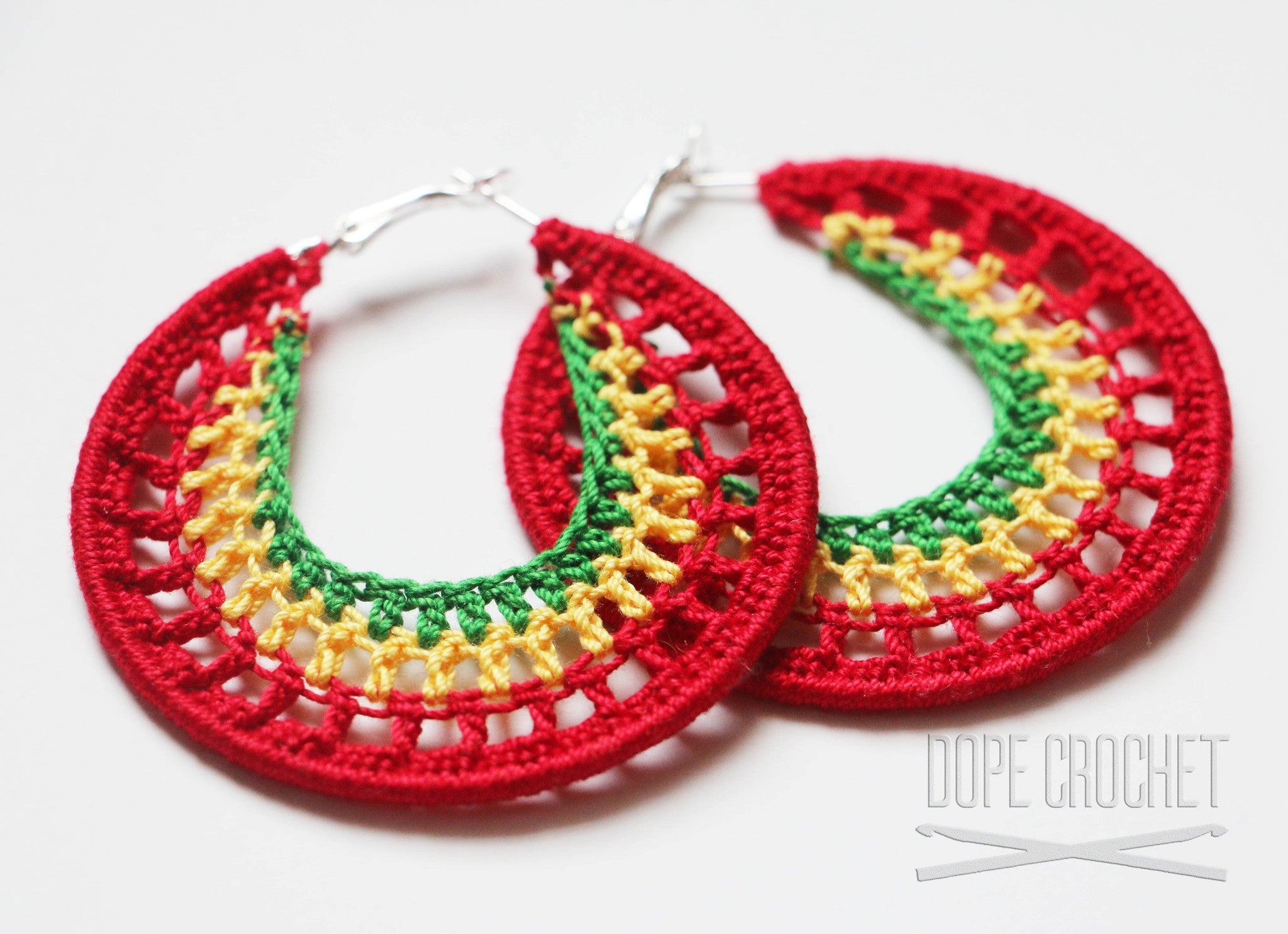 NELLE Crochet Hoops - Red, Yellow, Green