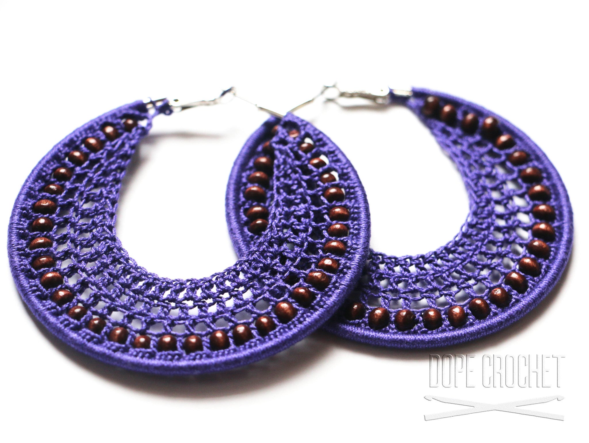 Beaded Crochet Hoops with Wooden Beads (All Colors)