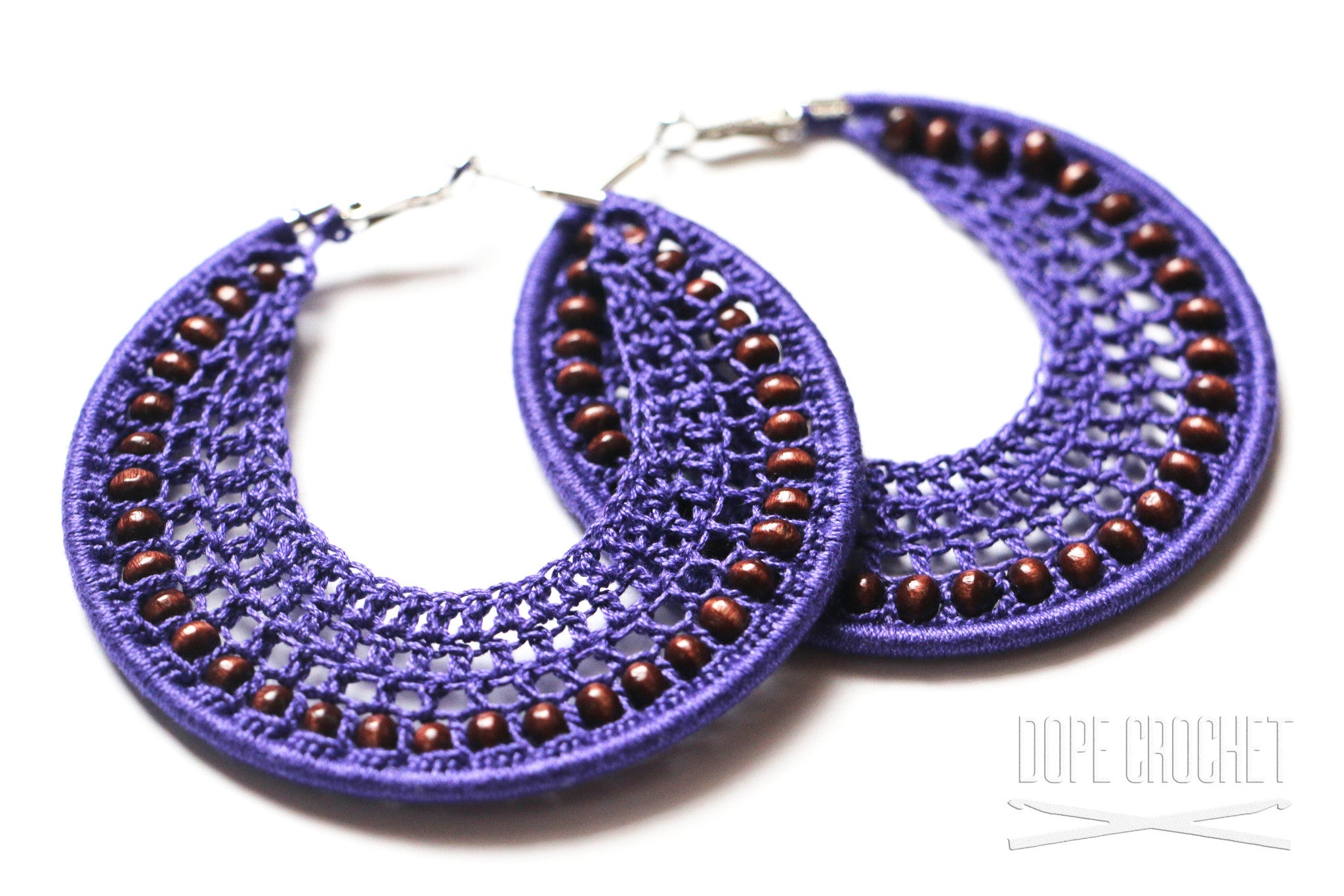 Beaded Crochet Hoops with Wooden Beads (All Colors)