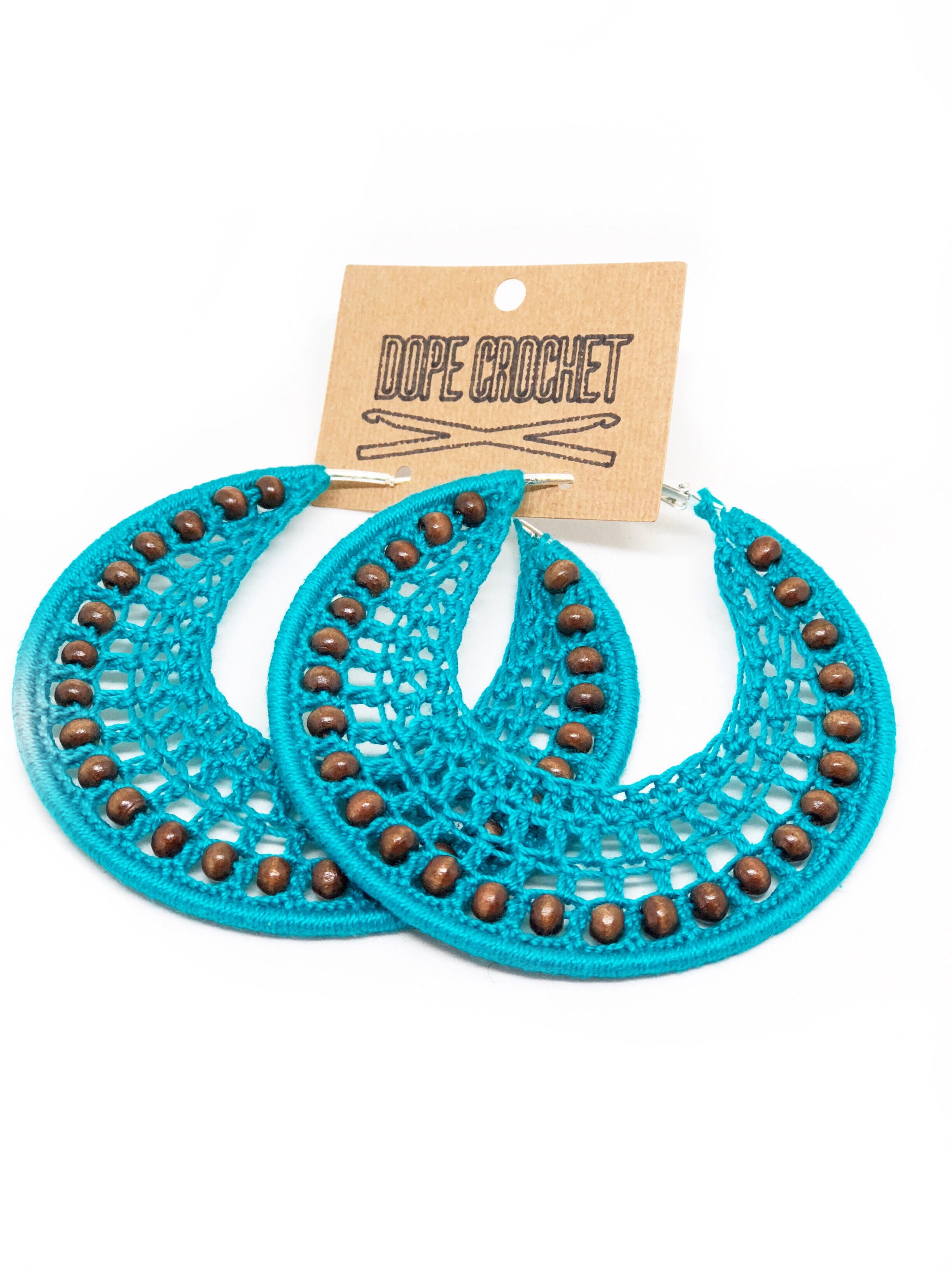 Beaded Crochet Hoops with Wooden Beads (All Colors)