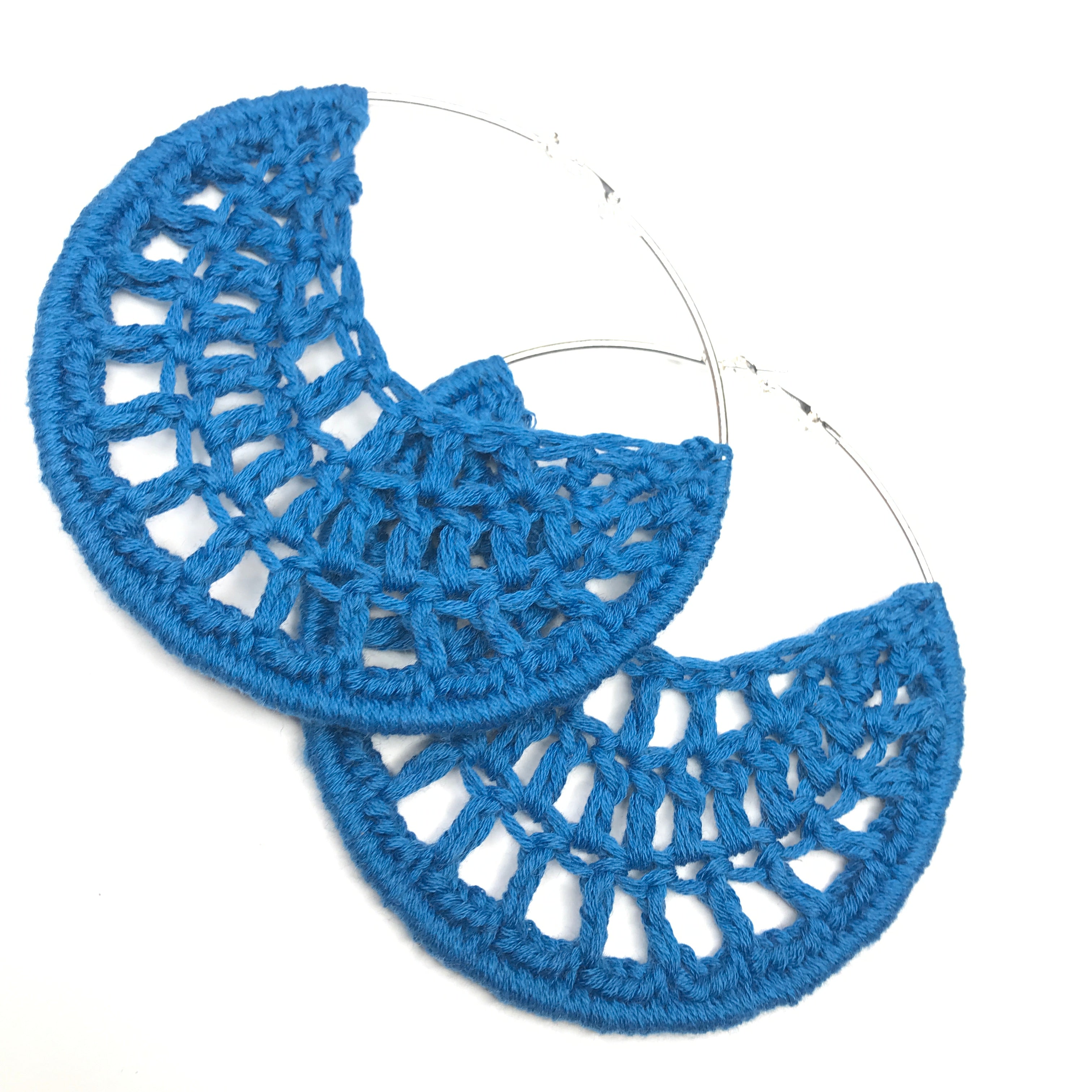 Blue PETRA Cotton Crochet Hoops