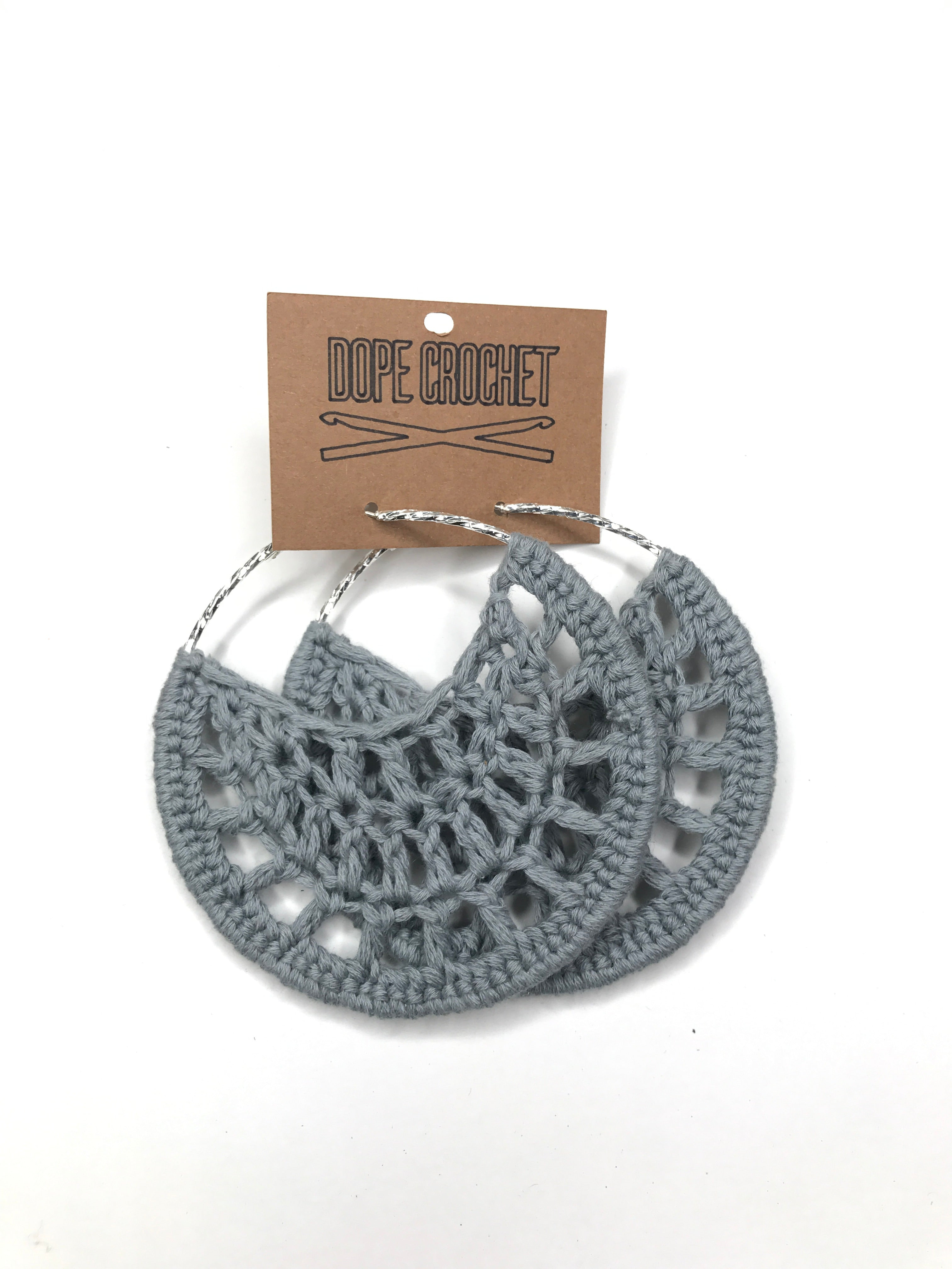 Gray PETRA Cotton Crochet Hoops