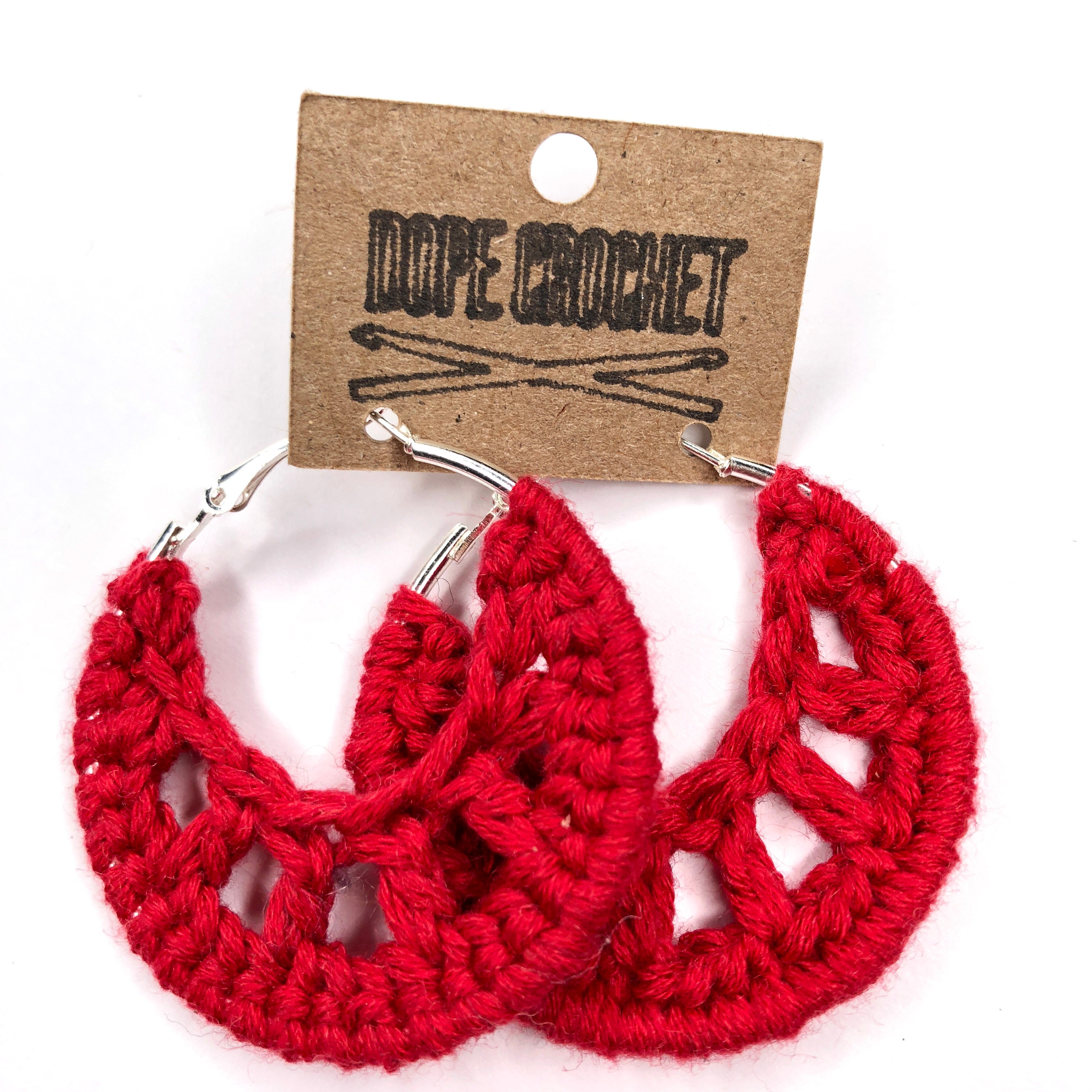 Red PETRA Cotton Crochet Hoops
