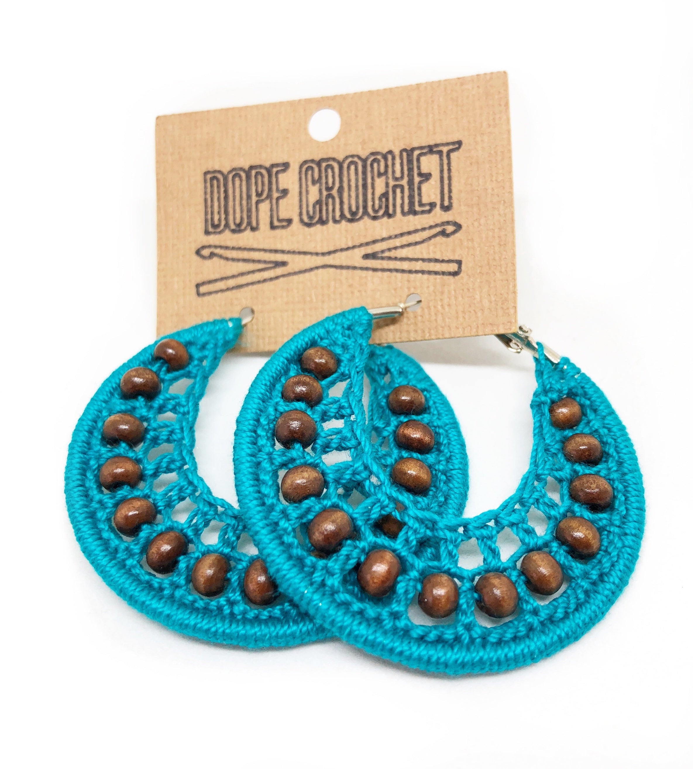 Beaded Crochet Hoops with Wooden Beads (All Colors)