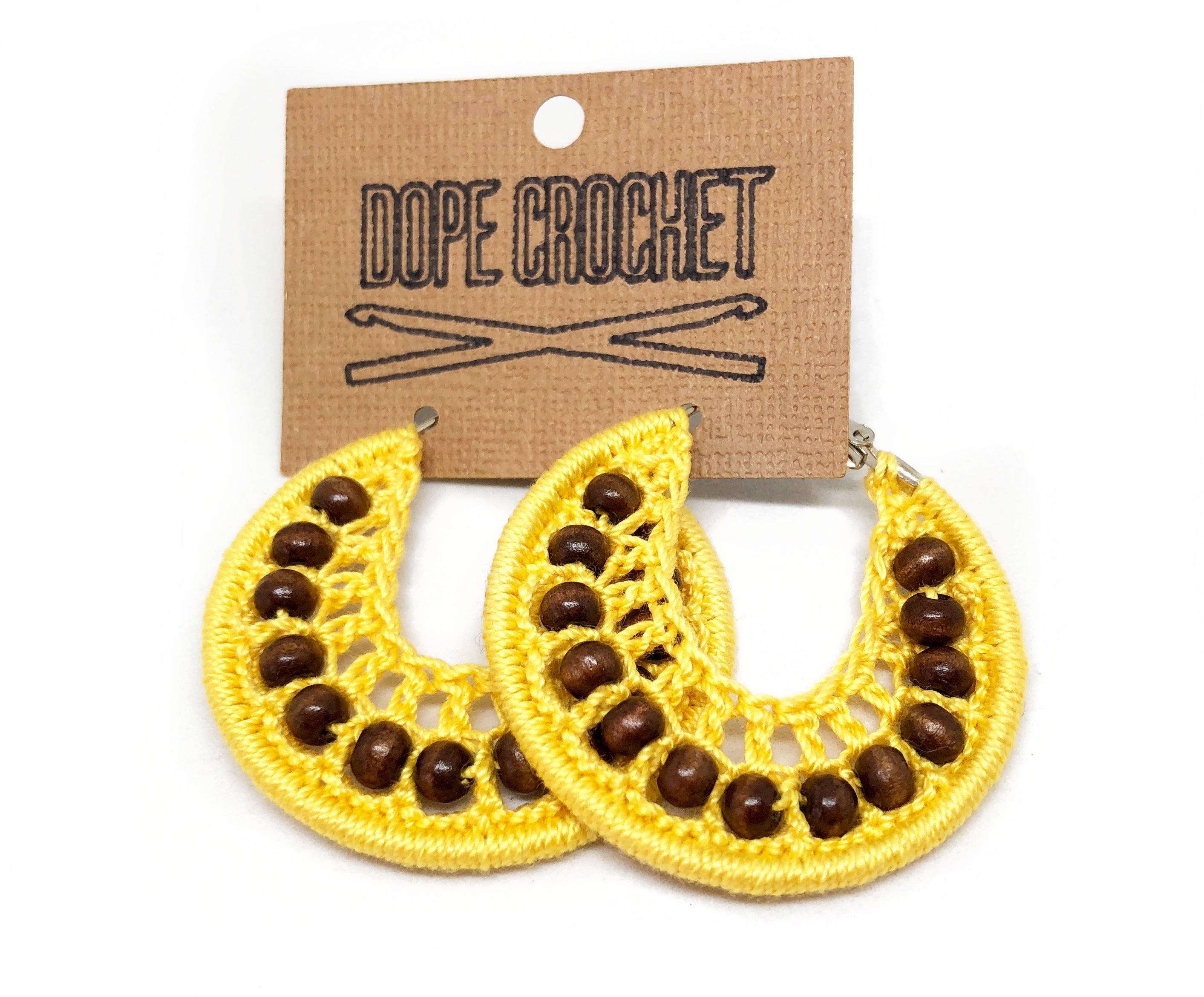 Beaded Crochet Hoops with Wooden Beads (All Colors)