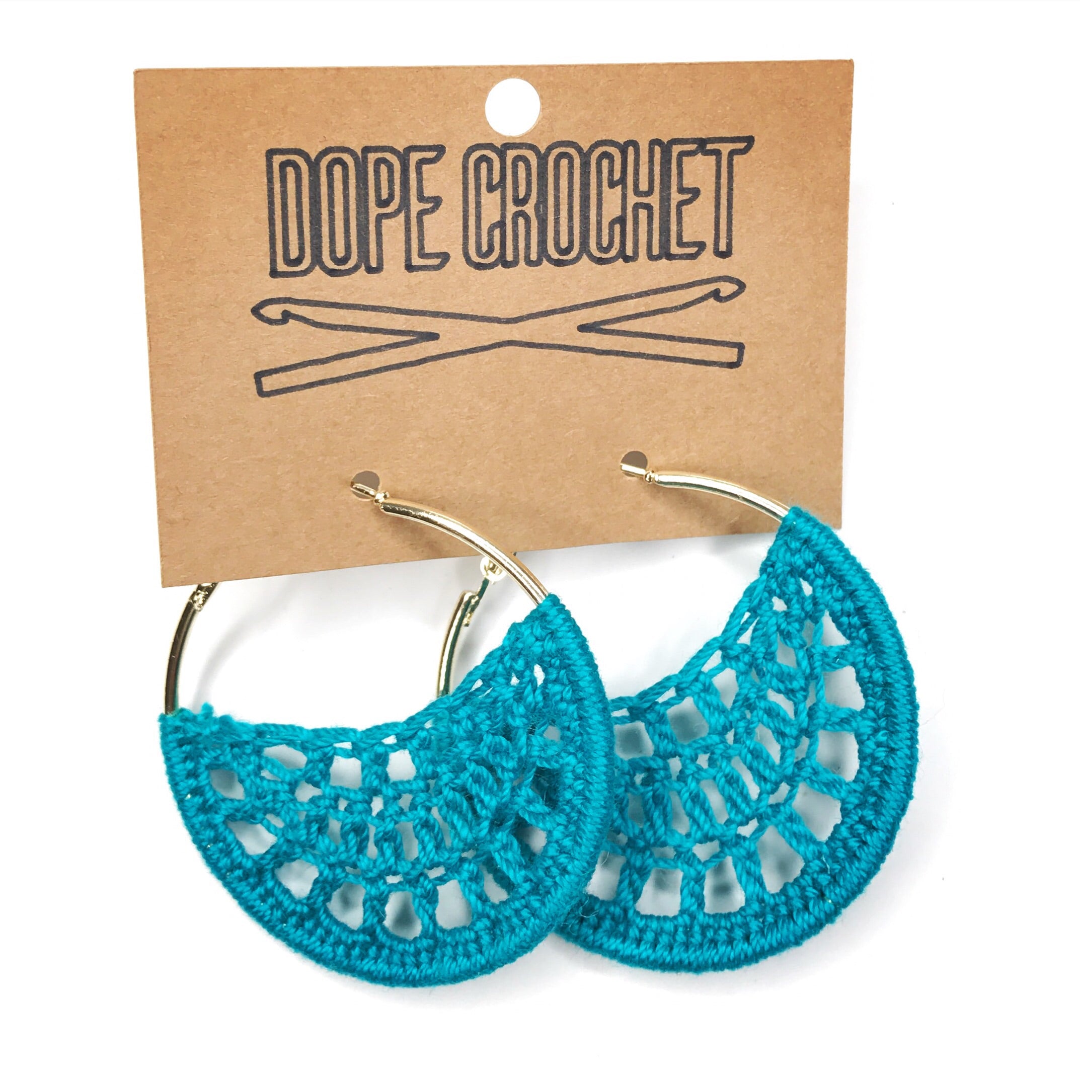 Teal crochet hoops